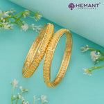 Micro Gold Plated Bangles with Textured Floral Cut – 4364-66