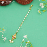 Pearl Chain Maang Tikka with Floral Motif– 4385