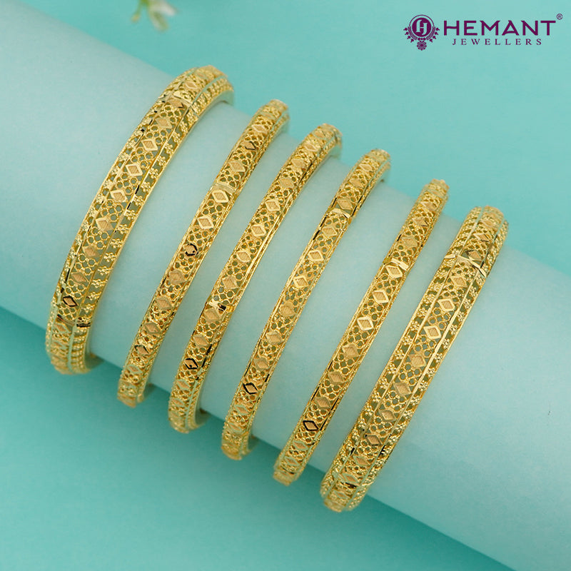 1 Gram Gold 6pc. Bangle Set (Bilwar Patli set) with delicate craftmanship– 4389-4391