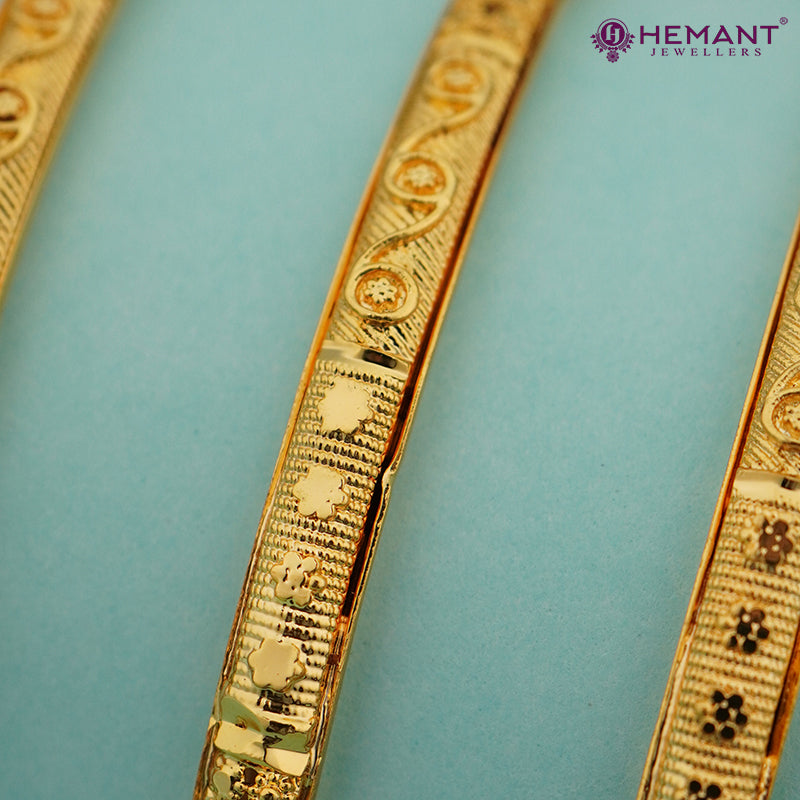 Micro Gold Plated Bangles with Delicate Cut – 4398-4400