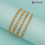 Antique Finish Bangles with Classic CZ White Stone –  4458-4460 ( 4 Pc Set / 2 Pair)