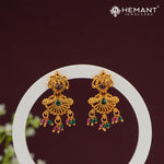 Antique South-Style Temple Earrings with Beaded Fringe – 4465
