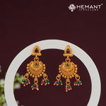 Antique Circular Temple Earrings with Multicolor Beads – 4466