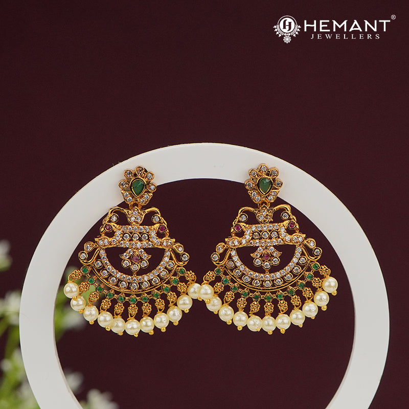 Pearl Drape Chandbali Earrings – 4478-79