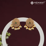 Teardrop Stone Cluster Earrings with Pearl Drops – 4480-81