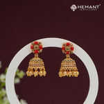 Traditional Red & Green Jhumka Earrings – 4484