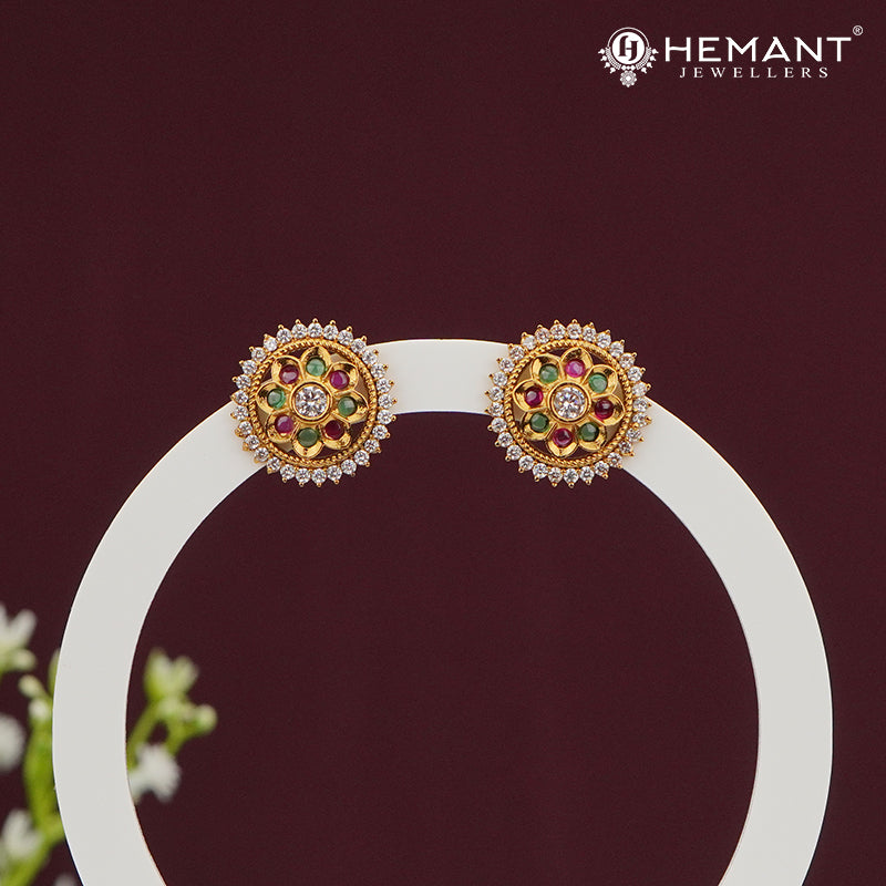 Classic Round Ruby Stud Earrings – 4487-88