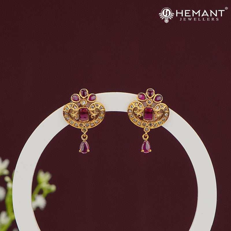 Regal Maroon Drop Earrings – 4489-90