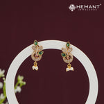 Elegant Leaf Motif Pearl Drop Earrings – 4493-94