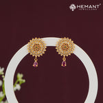 Sunburst Stone Stud Earrings with Tear-Drop Dangler – 4504