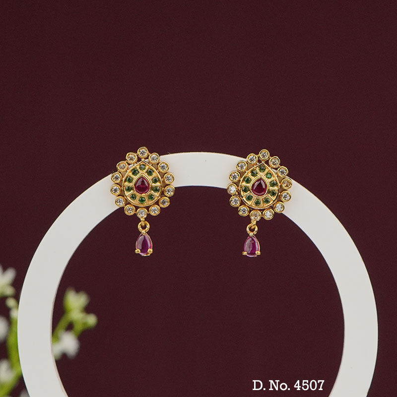 Royal Teardrop Stone Studs with Ruby Dangle – 4507-08