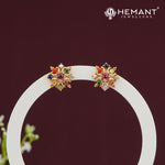 Navratna Stud Earrings with Multi-Stone Design – 4522-26