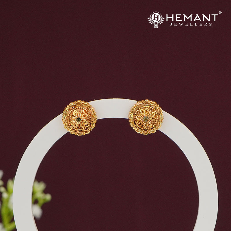 Antique Gold Floral Studs – 4523