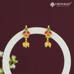 Micro Gold Plated Leaf & Stone Drop Earrings – 454