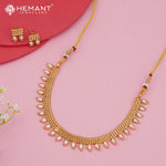 Mesh-Pattern Gold Finish Necklace Set with Stone Drops 4558-61