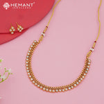 Gold Finish Line Necklace Set with Round Stones 4562-65