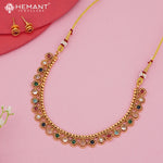 Gold Plated Circular Charm Necklace Set with Stone Accents 4568-72