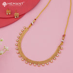 Gold Finish Line Necklace Set with Round Stones 4577-80