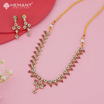 Floral Ruby-Green Stone Necklace Set – 4593-95