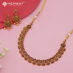 Antique Floral Necklace Set with Pear-Shaped Ruby-Green Stones – 4610