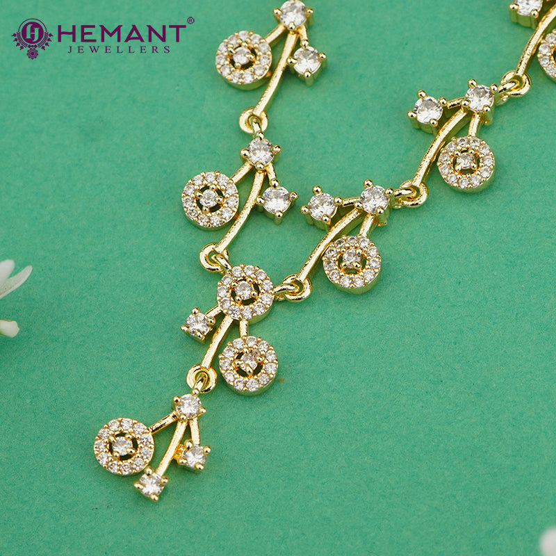 Designer CZ Necklace Set with Circular Motifs – 4614