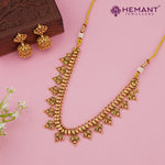 Antique-Finish Dual-Tone Leaves Necklace Set with Green-Red Stones – 4619
