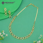 Gold-Finish Interlinked Circle Necklace Set with Zircon Highlights – 4620