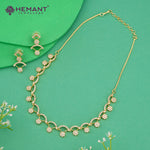 Gold-Finish Arch-Link Necklace Set with Cluster CZ Drops – 4623
