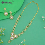 Elegant Circle Motif AD Necklace Set with Triple Centerpiece – 4625