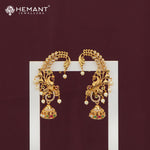 Antique-Finish Floral Vine Earcuff (Kan) with Multicolor Jhumka Drops – 4665