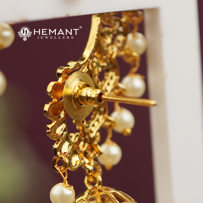 Antique Earcuff with Multicolour Stones & Pearl Drops – 4666