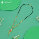 Designer Black Bead Mangalsutra with Square AD Pendant - 4854