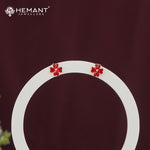 Red Stone Floral Stud Earrings – 4865