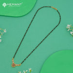 Floral Sunburst Pendant 18" Mangalsutra with Ruby-Green CZ Stones & Black Bead Chain - 4891