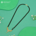 Double Line CZ 18" Mangalsutra with Oval White Stone Pendant & Teardrop Drop - 4903