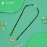 Double-Line Black Bead 18" Mangalsutra with Circular Floral Pendant - 1355