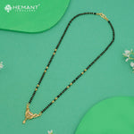Elegant Two-Tone Black Bead 18" Mangalsutra with Artistic Pendant & Stone Detailing - 4913