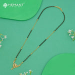 Elegant Two-Tone Black Bead 18" Mangalsutra with Artistic Pendant & Stone Detailing - 4914