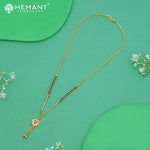 Delicate Gold-Toned 18" Mangalsutra with Chain, Round Ruby-CZ Pendant - 4925