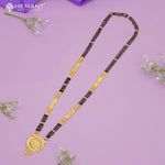 Forming Gold Maharashtrian Long Double-Chain 30" Mangalsutra with Antique Floral Pendant - 4928