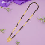 Forming Gold Maharashtrian Long Double-Chain 36" Mangalsutra with Antique Floral Pendant - 4929