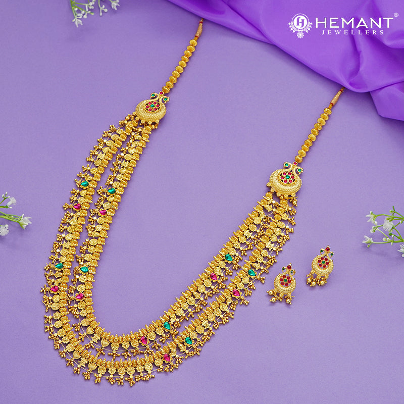 Traditional Maharashtrian Kolhapuri Saaj Jav Peshwai II Peacock (with Earrings)