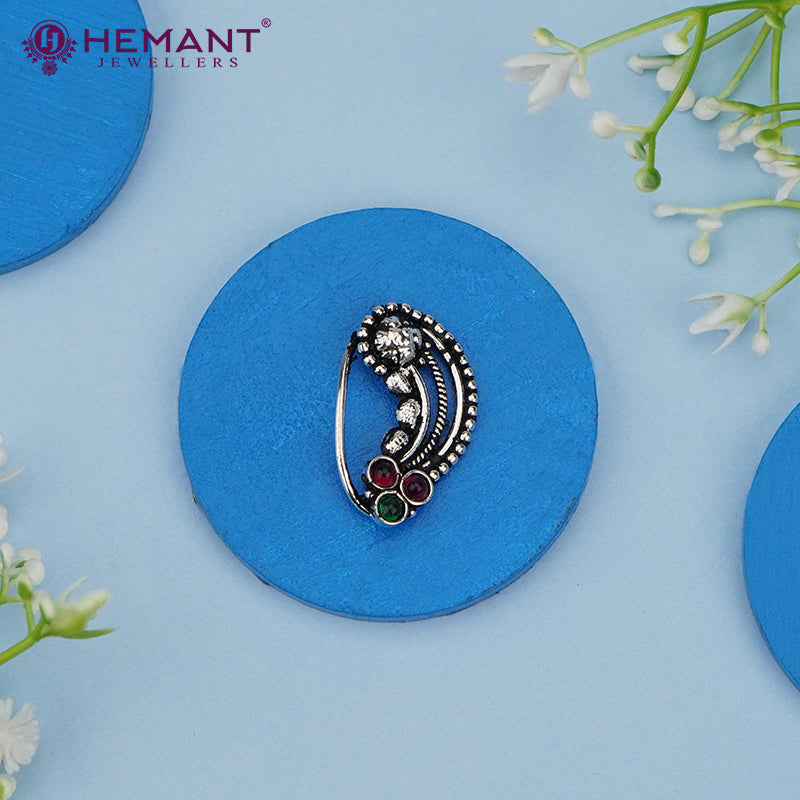 Traditional Oxidized Silver Plated Nath/Nose Pin (Pressing) 893