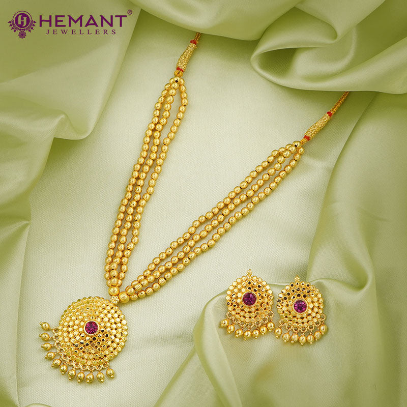 Chex Mani 3 Line Mala with Saj Ghat III Veni pendant (with earring)