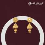 Classic Gold-Plated Jhumka Earrings with Double Dome Design