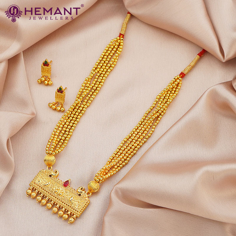 Kolhapuri Jondhale Pot KirthiMukh Pendant Thushi | जोंधळे पोत ठुसी (with earrings)