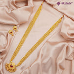 Kolhapuri Jondhale Pot Long Saj Peacock Pendant Thushi | जोंधळे पोत ठुसी (with earrings)