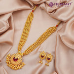 Kolhapuri Jondhale Pot Saj Peacock Pendant Thushi | जोंधळे पोत ठुसी (with earrings)