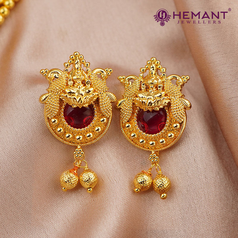 Kolhapuri Jondhale Pot Saj Peacock Pendant Thushi | जोंधळे पोत ठुसी (with earrings)