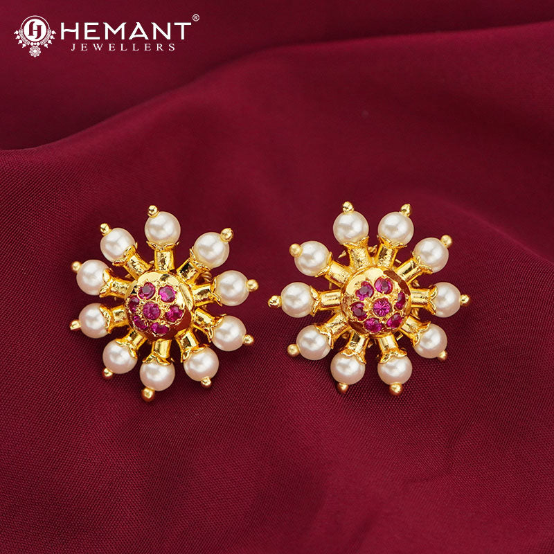 Moti Mala Copper Cap Rathachakra Pendant (with earring)